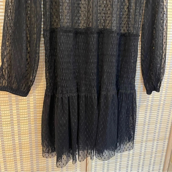 Maeve Floral Dress Women’s S Embroidered Whimsigoth Sheer Smocked Black Lace - Picture 8 of 13